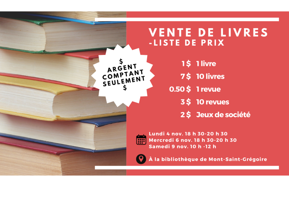 Vente de livres à la bibliothèque 