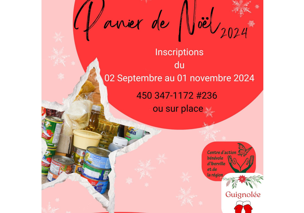 Inscription aux paniers de Noël du Centre d’action bénévole d’Iberville