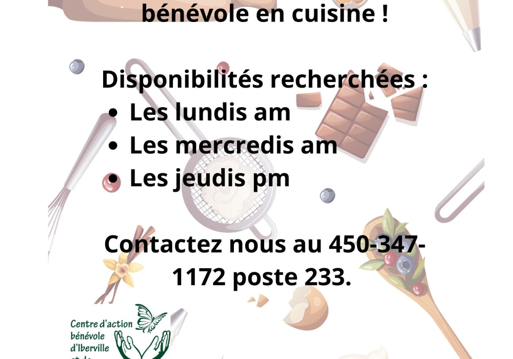 Recherche de bénévoles pour le CABIR - Cuisine