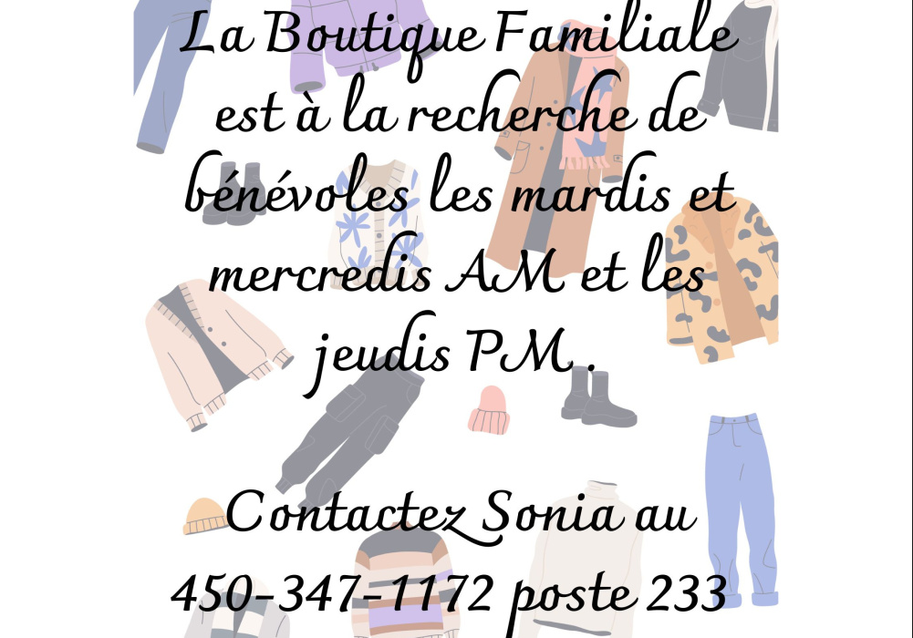 Recherche de bénévoles pour le CABIR - Boutique familiale